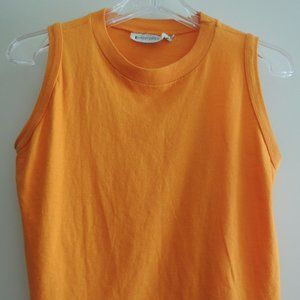 Ladies Top Size L Bright Yellow S/L 100% Cotton Shorter Length Crop Top EUC